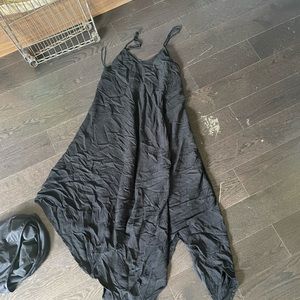 Grade and gather asymmetrical black dress